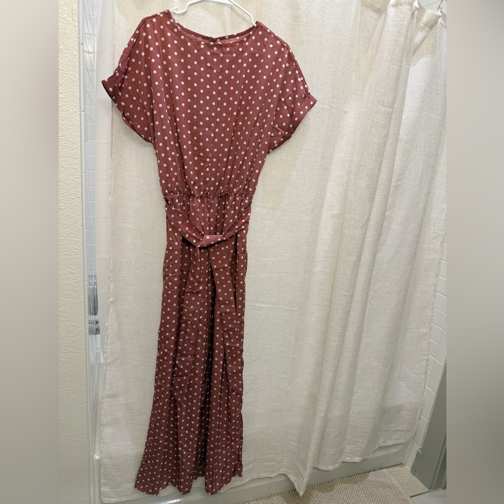 Mauve / White Polka Dot Jumpsuit